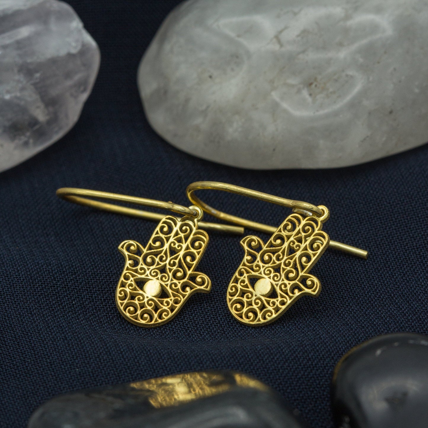 925 Sterling Silver Hamsa Hand Earrings