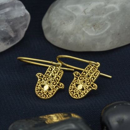 925 Sterling Silver Hamsa Hand Earrings
