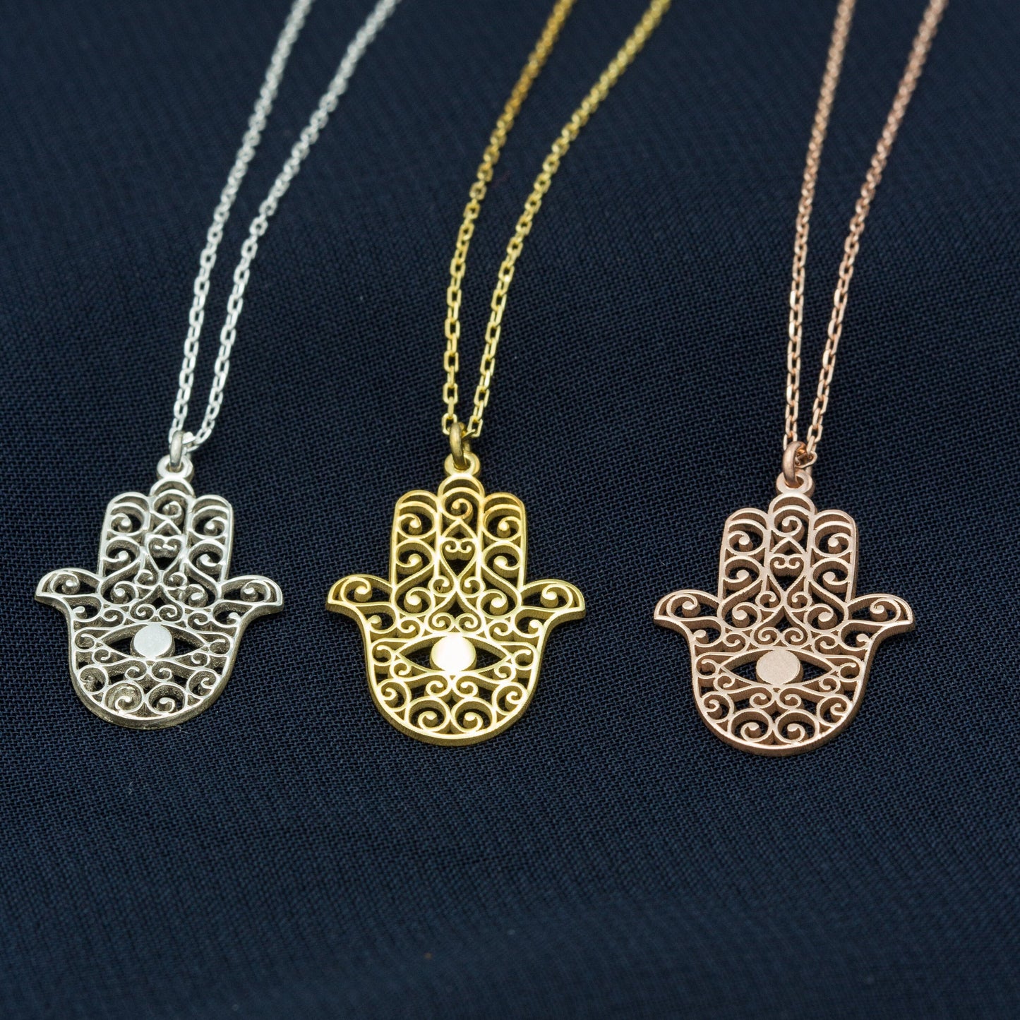 925 Sterling Silver Hand of Hamsa Necklace