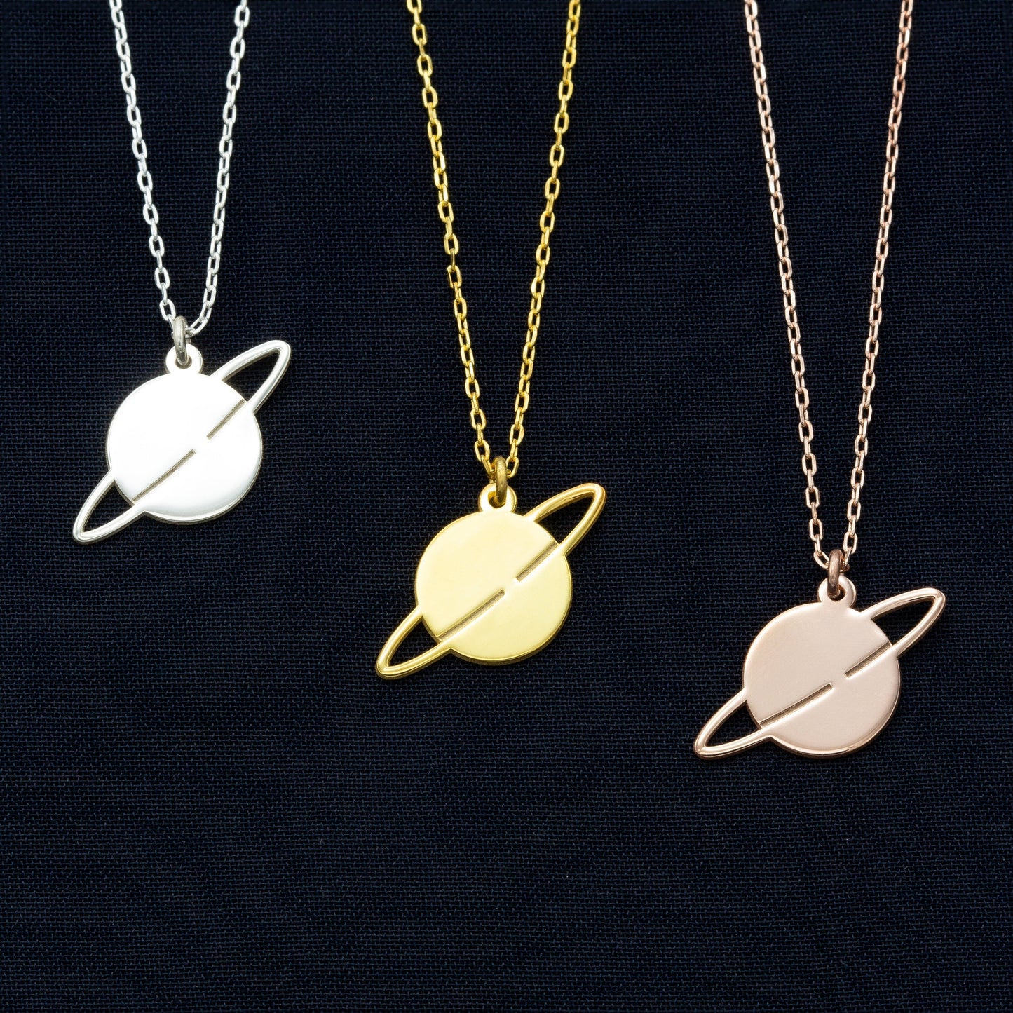 925 Sterling Silver Elegant Saturn Necklace