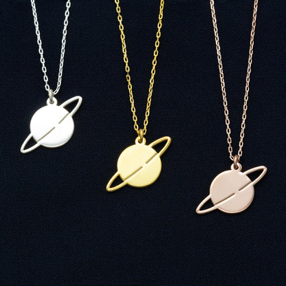 925 Sterling Silver Elegant Saturn Necklace
