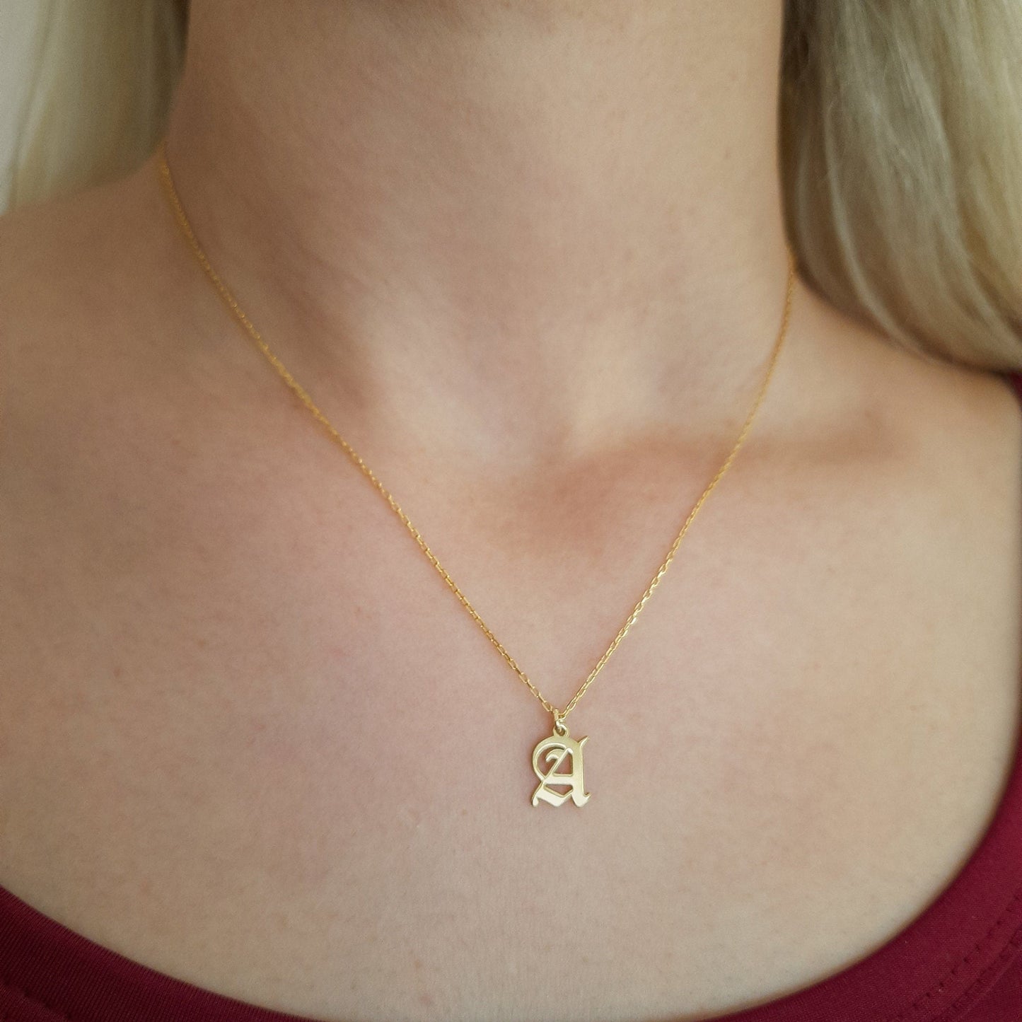 925 Sterling Silver Old English Initial Necklace