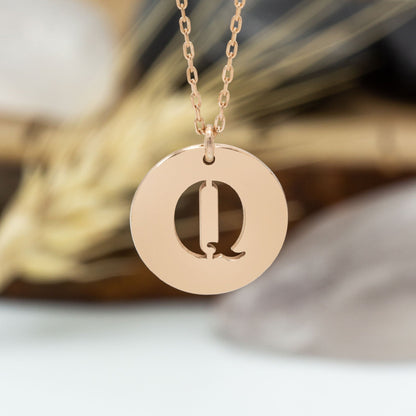 925 Sterling Silver Handmade Initial Disk Necklace