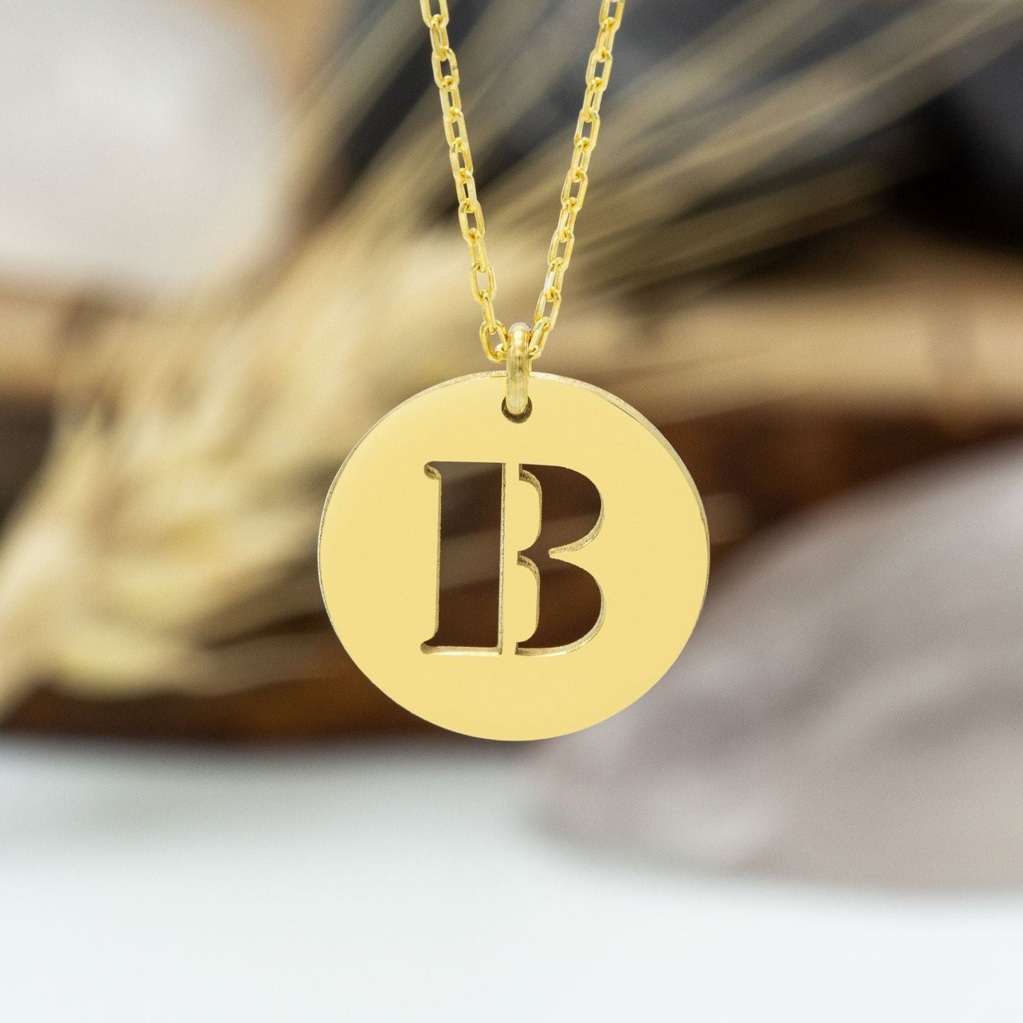 925 Sterling Silver Handmade Initial Disk Necklace