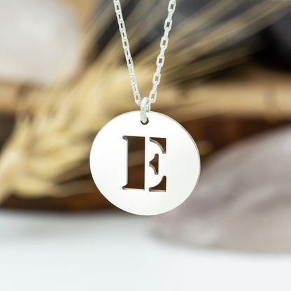 925 Sterling Silver Handmade Initial Disk Necklace