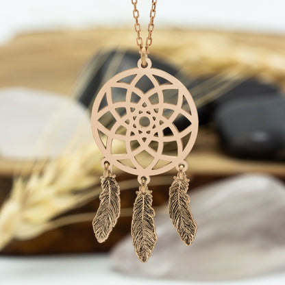 925 Sterling Silver Dream Catcher Necklace