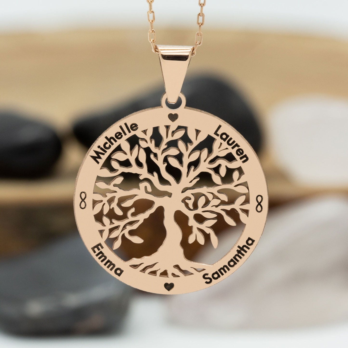 925 Sterling Silver Family Name Tree of Life Necklace