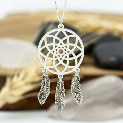 925 Sterling Silver Dream Catcher Necklace