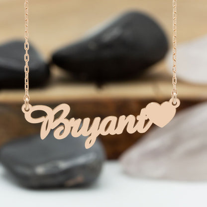 925 Sterling Silver Name Necklace with Heart
