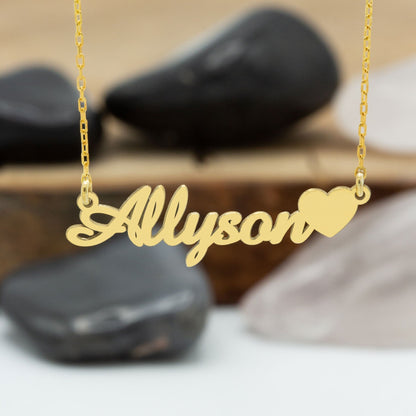 925 Sterling Silver Name Necklace with Heart