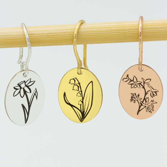 925 Sterling Silver Elegant Dangling Birth Flower Earrings
