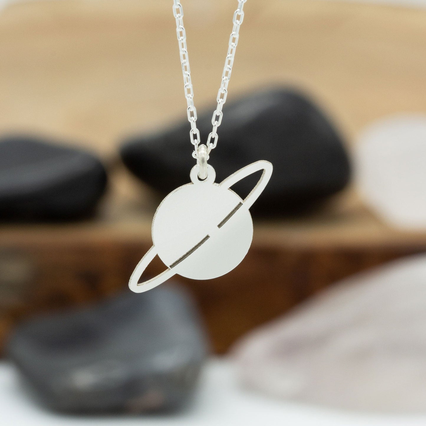 925 Sterling Silver Elegant Saturn Necklace