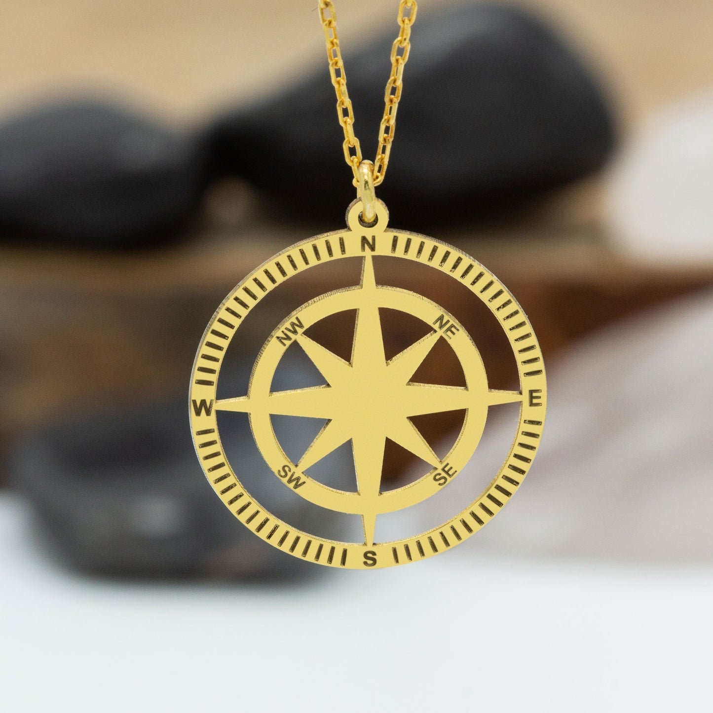 925 Sterling Silver Compass Necklace