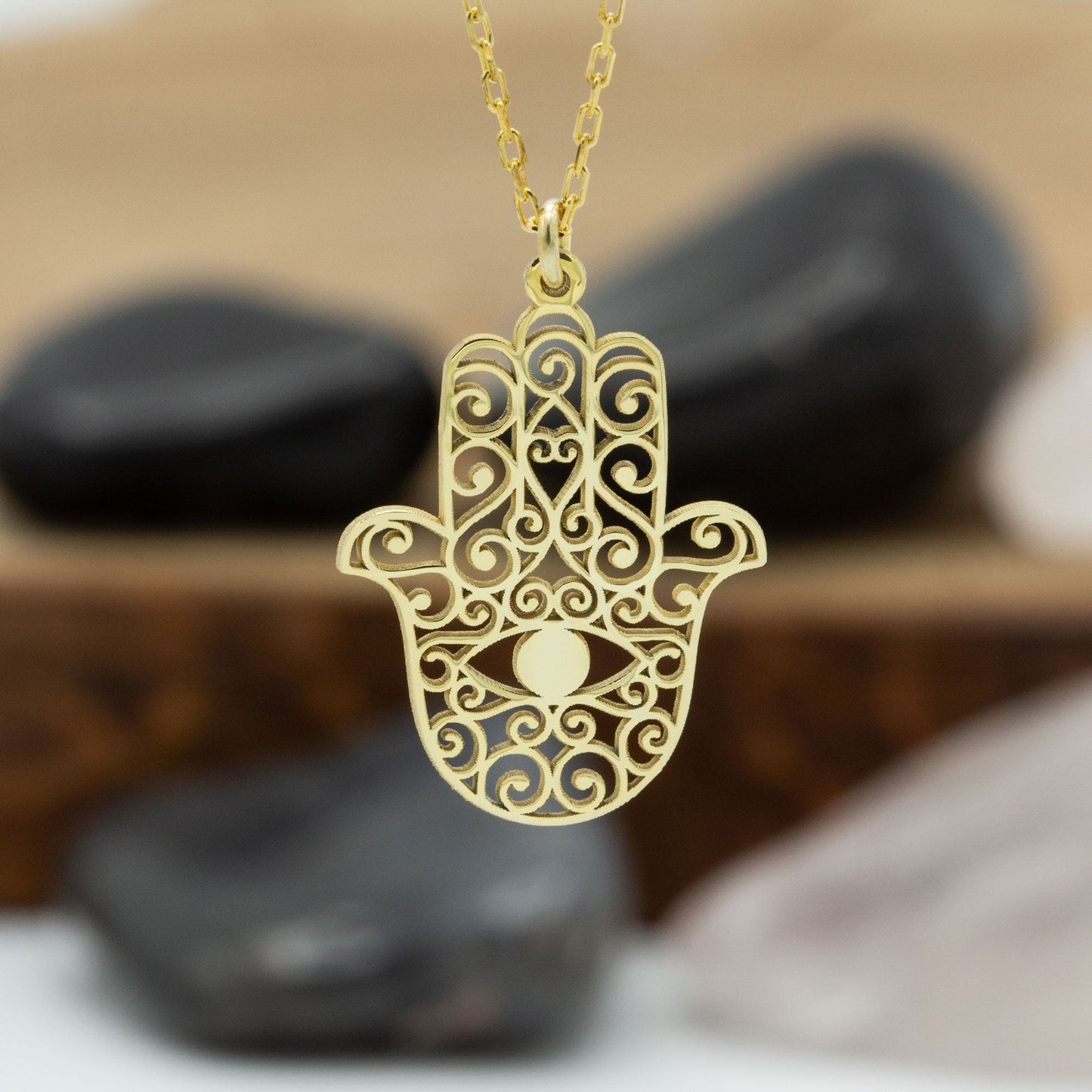 925 Sterling Silver Hand of Hamsa Necklace