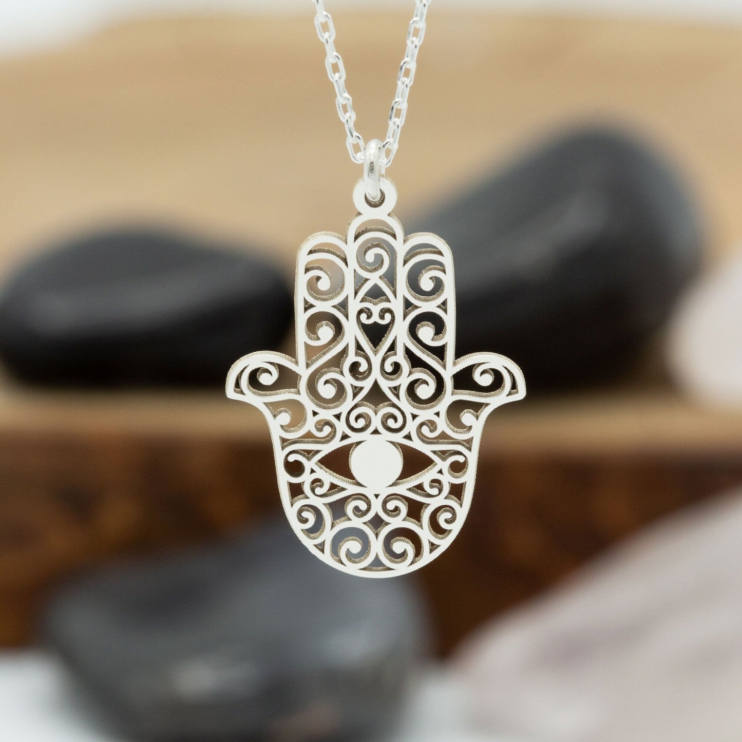 925 Sterling Silver Hand of Hamsa Necklace