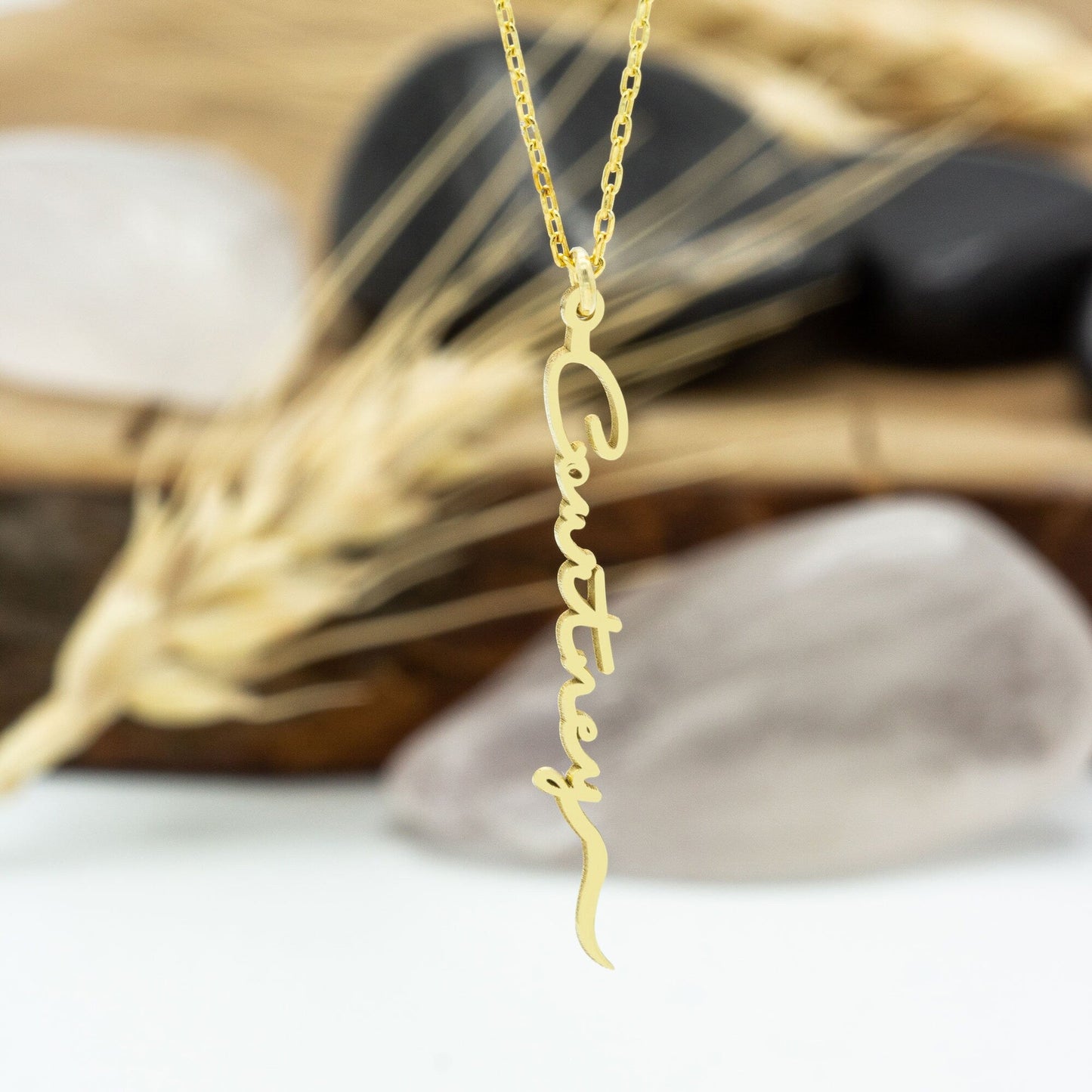 925 Sterling Silver Vertical Personalized Name Necklace
