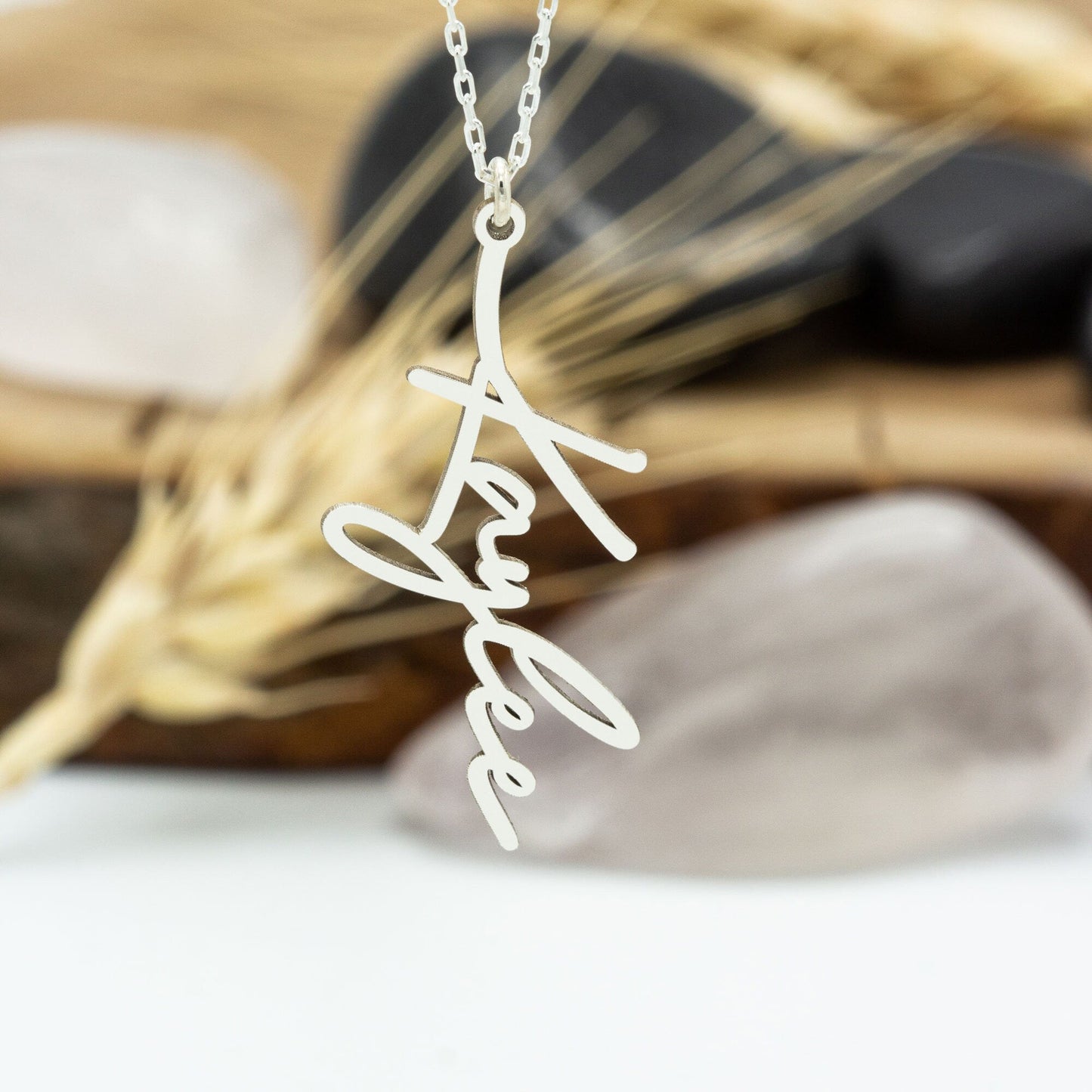 925 Sterling Silver Personalized Handmade Vertical Name Necklace