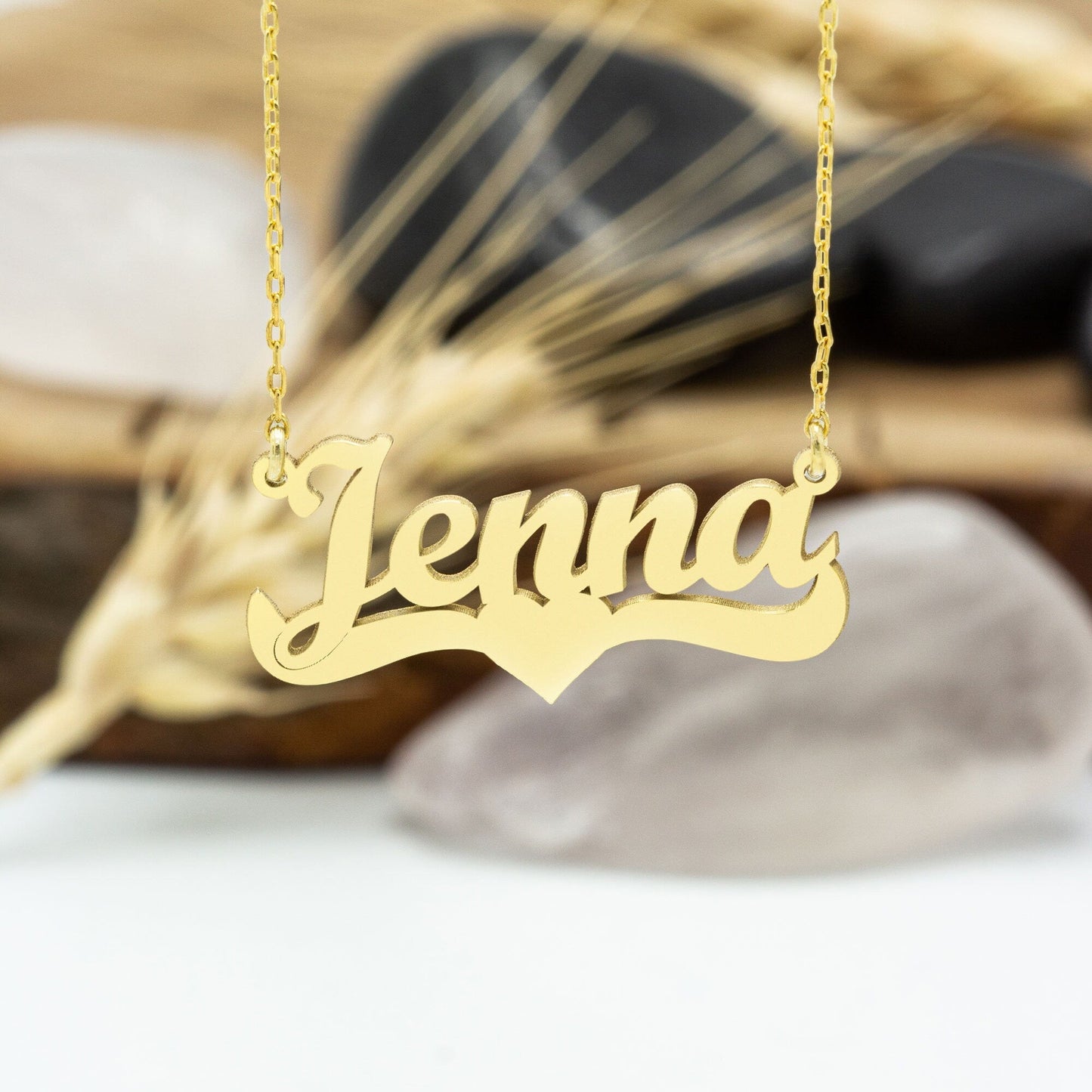 925 Sterling Silver Personalized Name Necklace with Heart