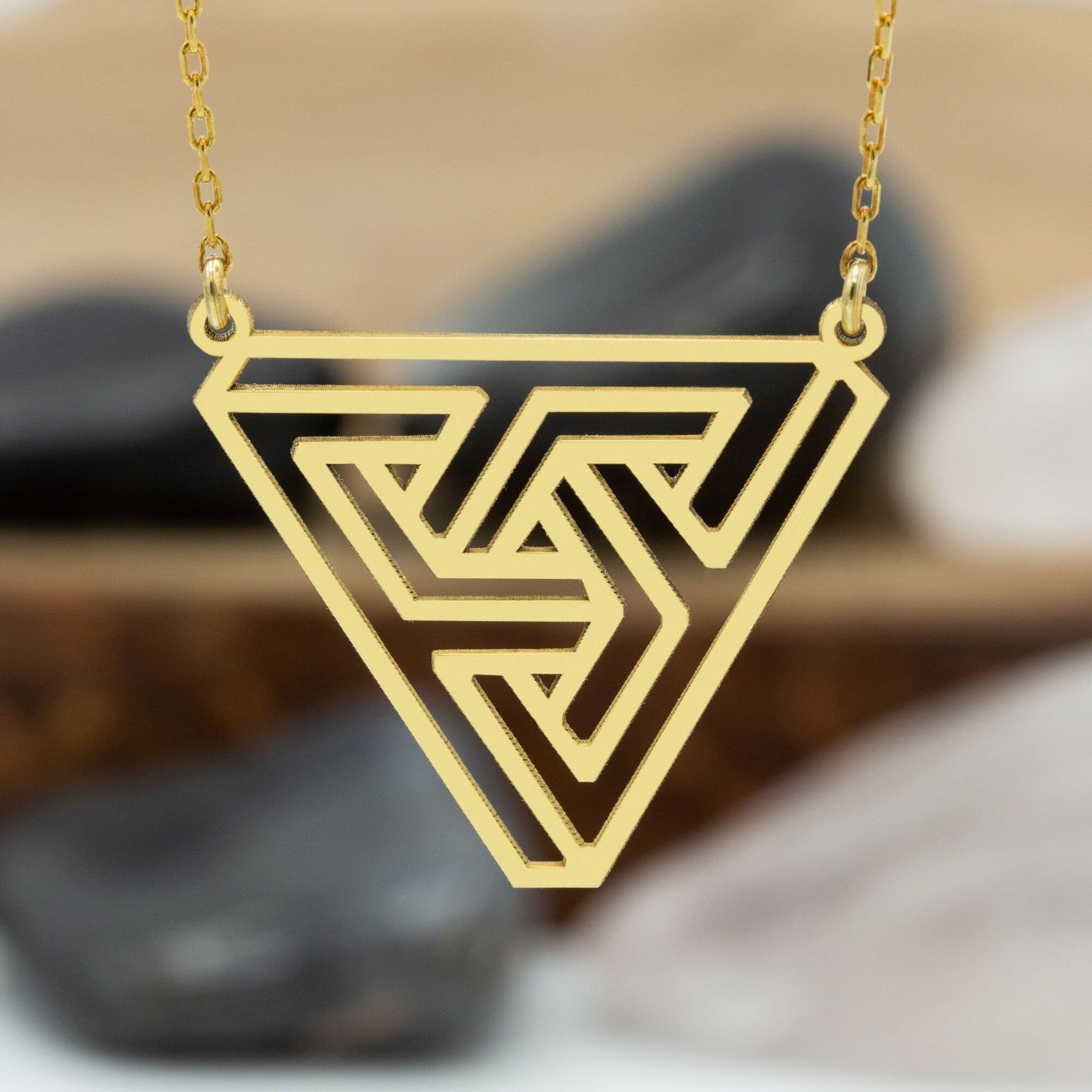 925 Sterling Silver Penrose Triangle Necklace - Impossible Tribar Necklace