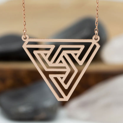 925 Sterling Silver Penrose Triangle Necklace - Impossible Tribar Necklace