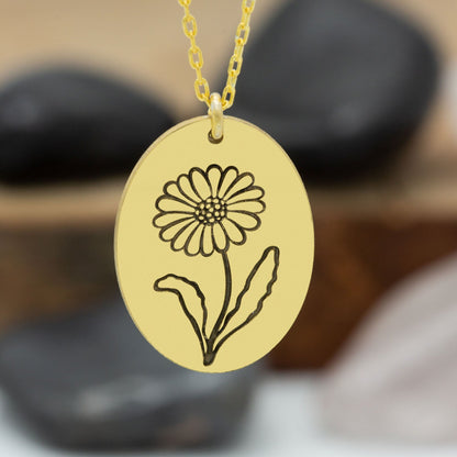 925 Sterling Silver Handmade Birth Flower Necklace