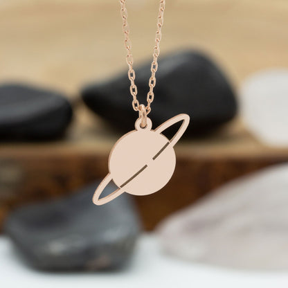 925 Sterling Silver Elegant Saturn Necklace