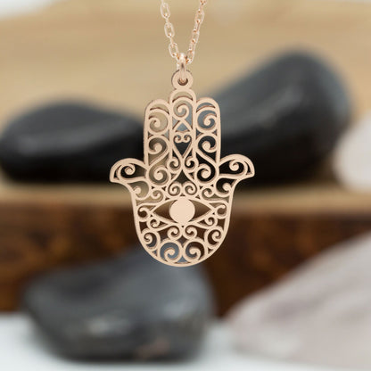 925 Sterling Silver Hand of Hamsa Necklace