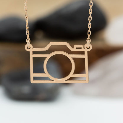 925 Sterling Silver Origami Camera Necklace