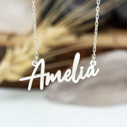 925 Sterling Silver Handwriting Font Name Necklace