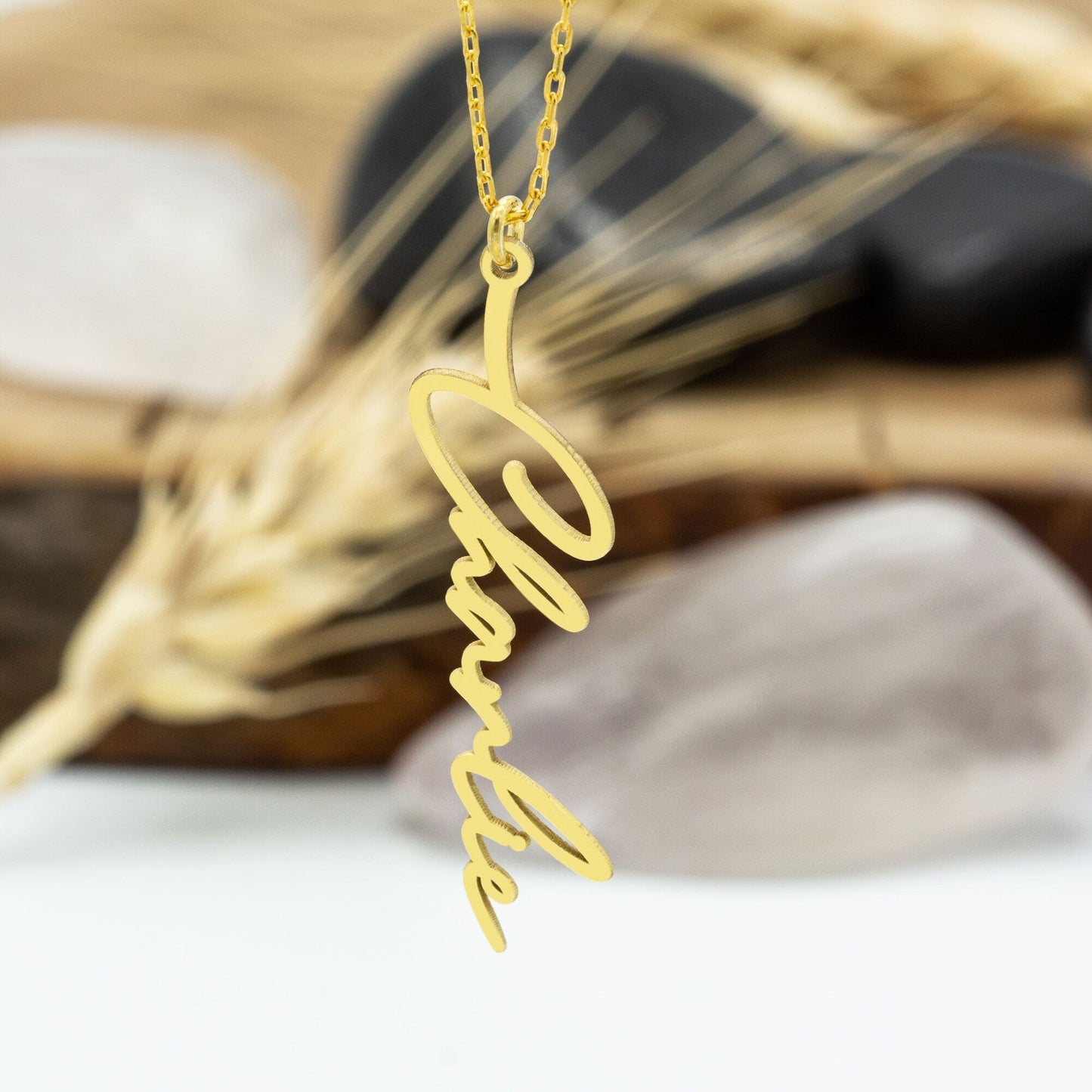 925 Sterling Silver Personalized Handmade Vertical Name Necklace