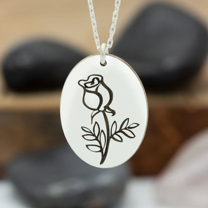 925 Sterling Silver Handmade Birth Flower Necklace