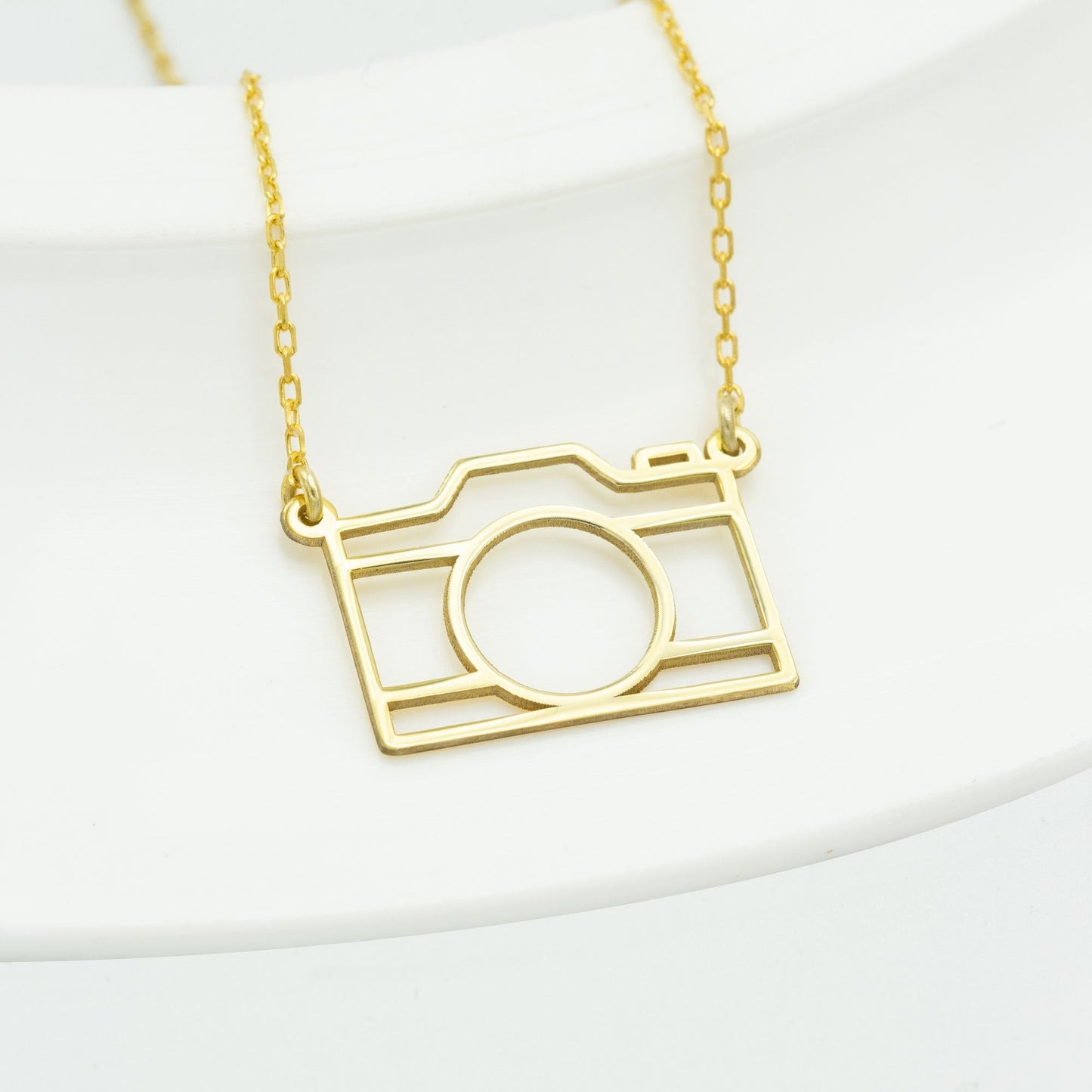 925 Sterling Silver Origami Camera Necklace
