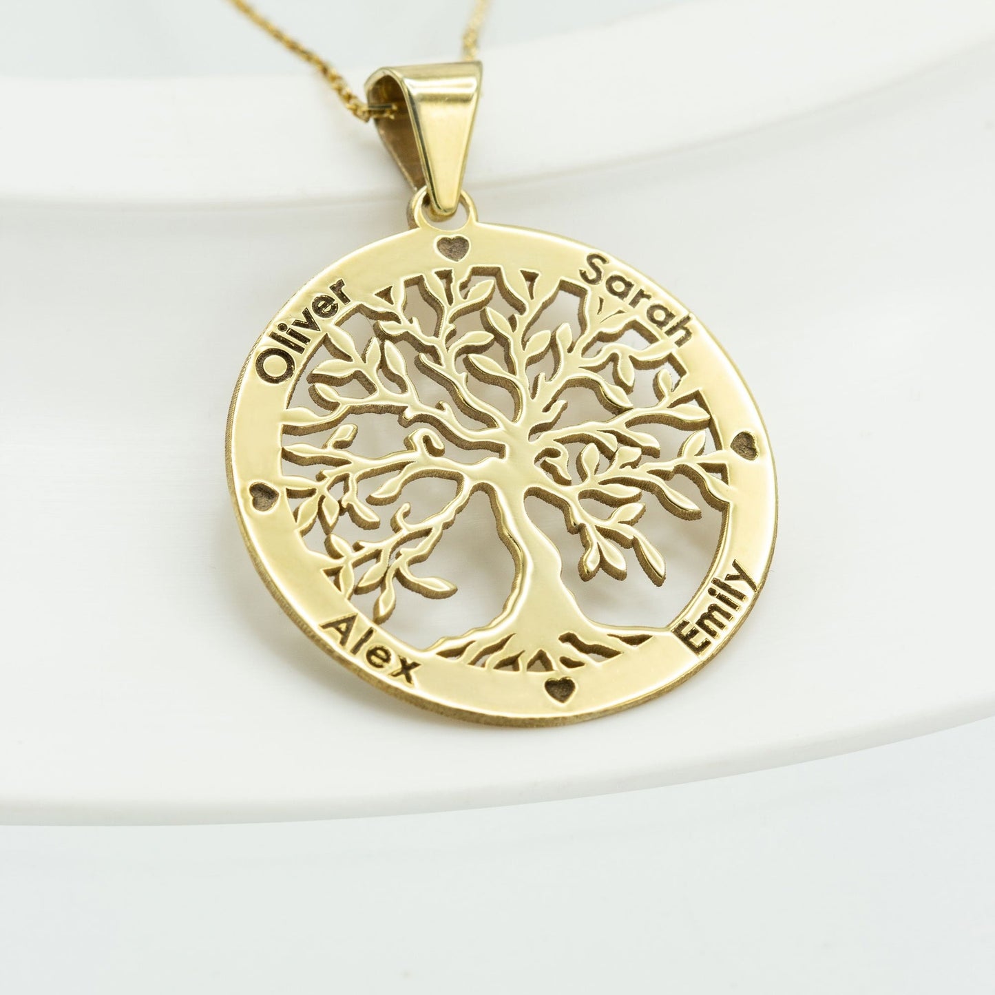 925 Sterling Silver Family Name Tree of Life Necklace