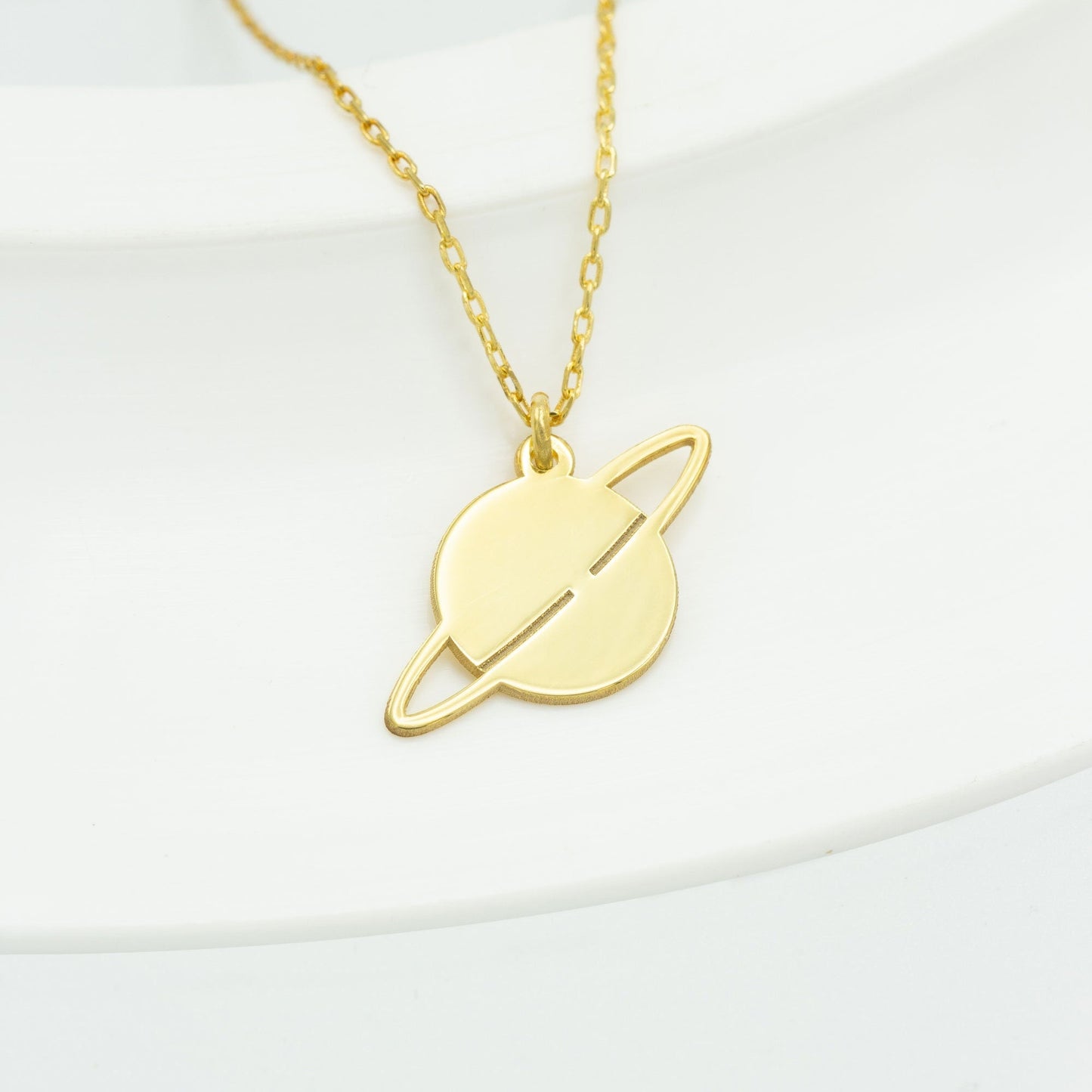 925 Sterling Silver Elegant Saturn Necklace
