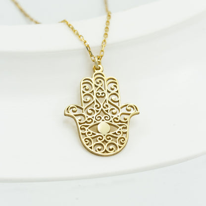 925 Sterling Silver Hand of Hamsa Necklace