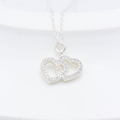 925 Sterling Silver Double Heart Necklace