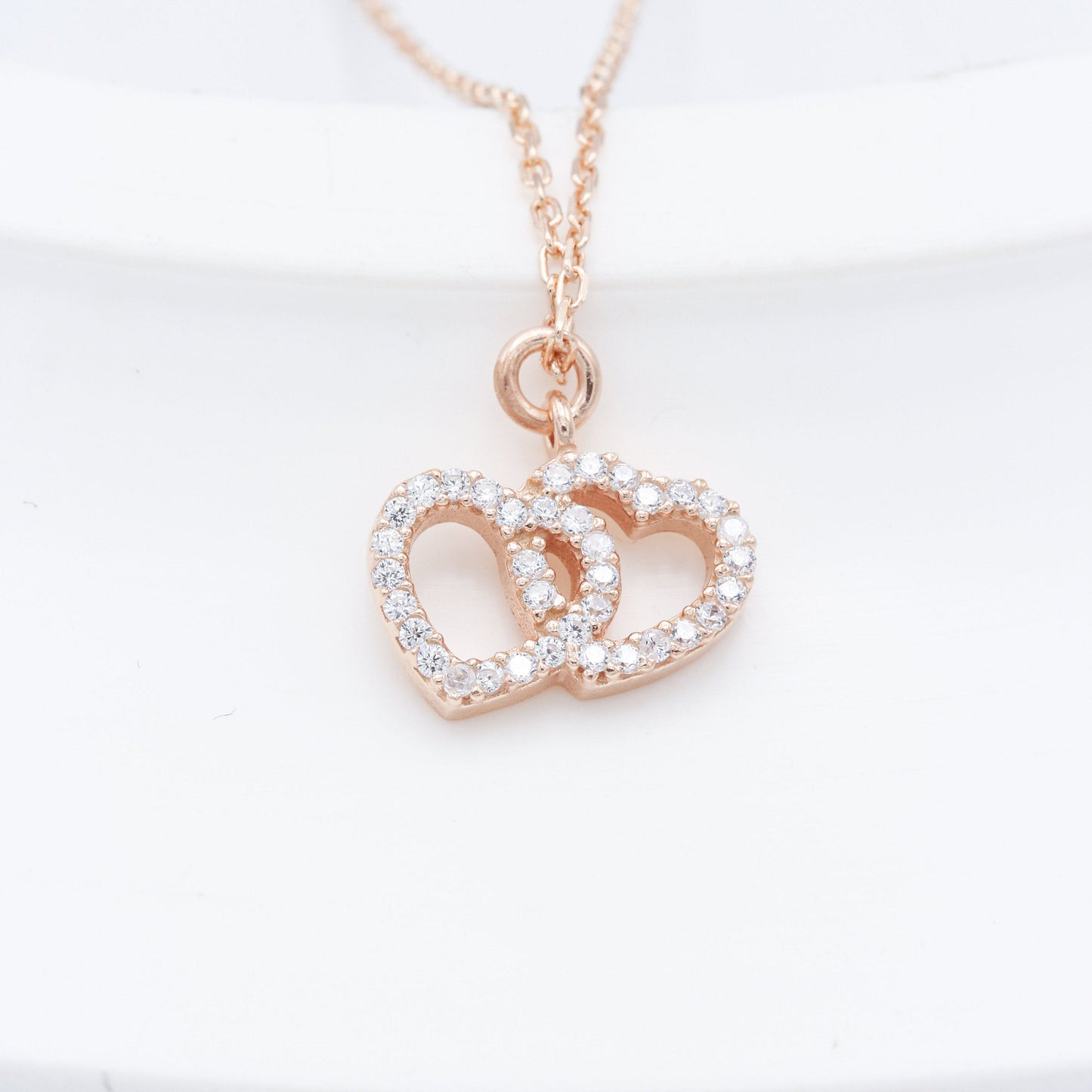 925 Sterling Silver Double Heart Necklace