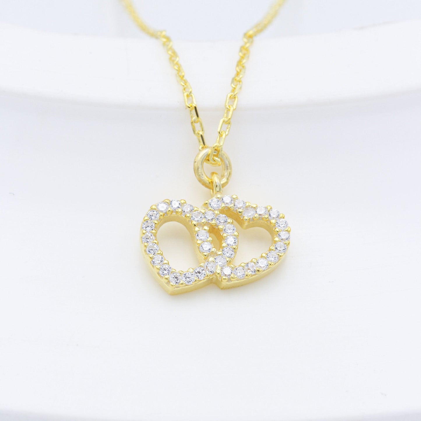 925 Sterling Silver Double Heart Necklace