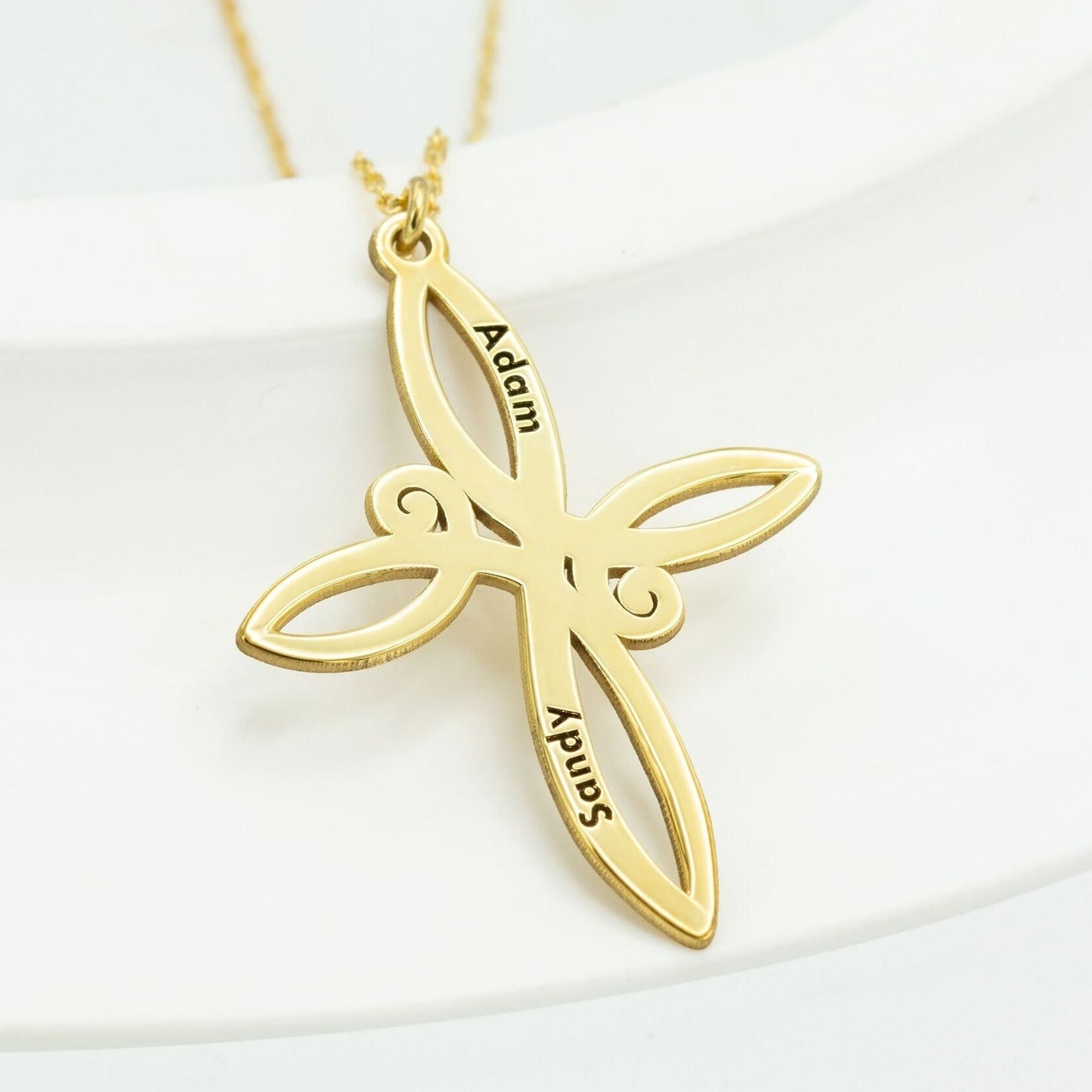 925 Sterling Silver Personalized Infinity Cross Necklace