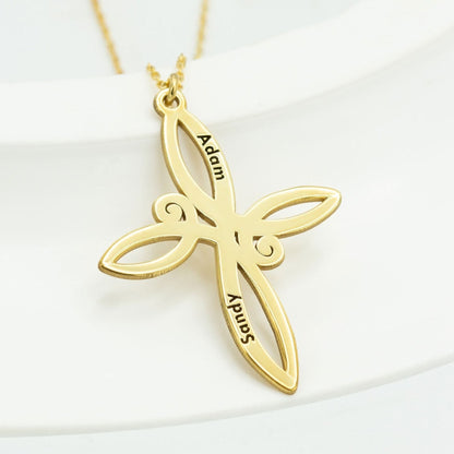 925 Sterling Silver Personalized Infinity Cross Necklace