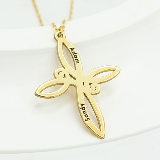 925 Sterling Silver Personalized Infinity Cross Necklace