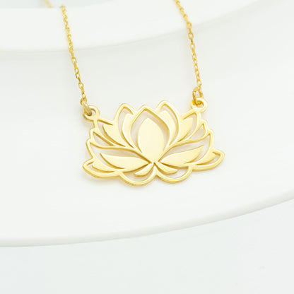 925 Sterling Silver Gold Lotus Flower Necklace