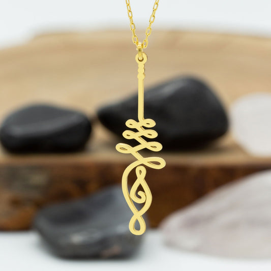 925 Sterling Silver Slim Unalome Gold Necklace