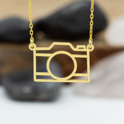925 Sterling Silver Origami Camera Necklace