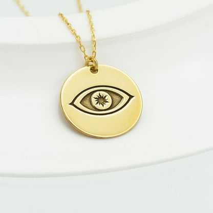 925 Sterling Silver Eye Of Horus Disc Necklace