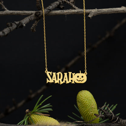 925 Sterling Silver Personalized Pumpkin Custom Name Necklace
