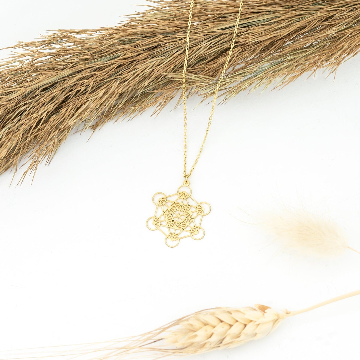 925 Sterling Silver Gold Metatron Necklace