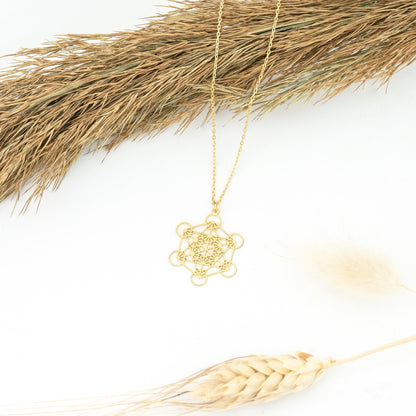 925 Sterling Silver Gold Metatron Necklace