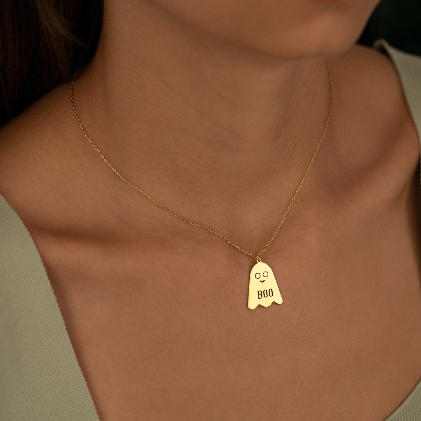 925 Sterling Silver Spooky Boo Necklace