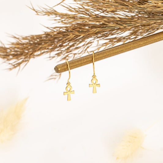 925 Sterling Silver Ankh Earrings
